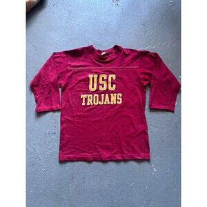 Vintage 60s 70s Artex USC Trojans 100% Cotton Football Jersey Shirt